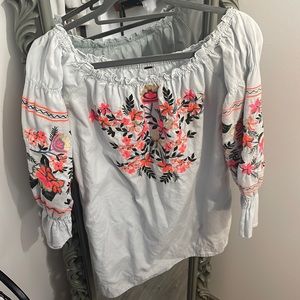 Ong-sleeve off the shoulder dress